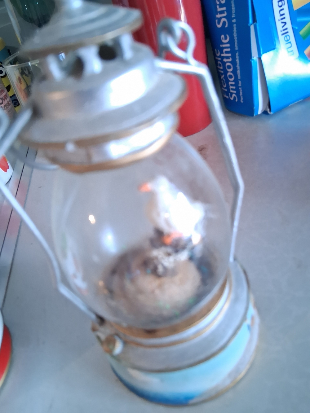 Silver and Blue Bird Lantern Holiday Accent - Unbranded
